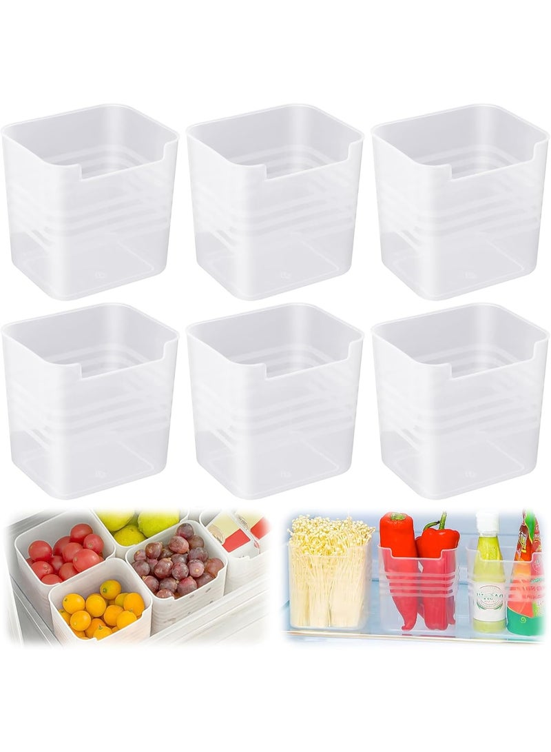 6 Piece Refrigerator Storage Box, Refrigerator Side Door Storage Box, Plastic Clear Storage Container, Suitable for Refrigerator Cabinets Food Storage Room Snack Jar Kitchen, Space-Saving and Easy to Access - Image 1