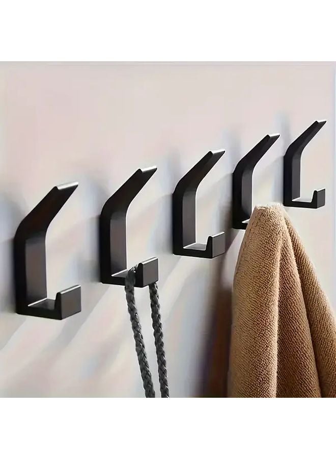 5Pcs Black Adhesive Wall Hooks Drill Free Space Saving Towel Coat Hooks - Image 2