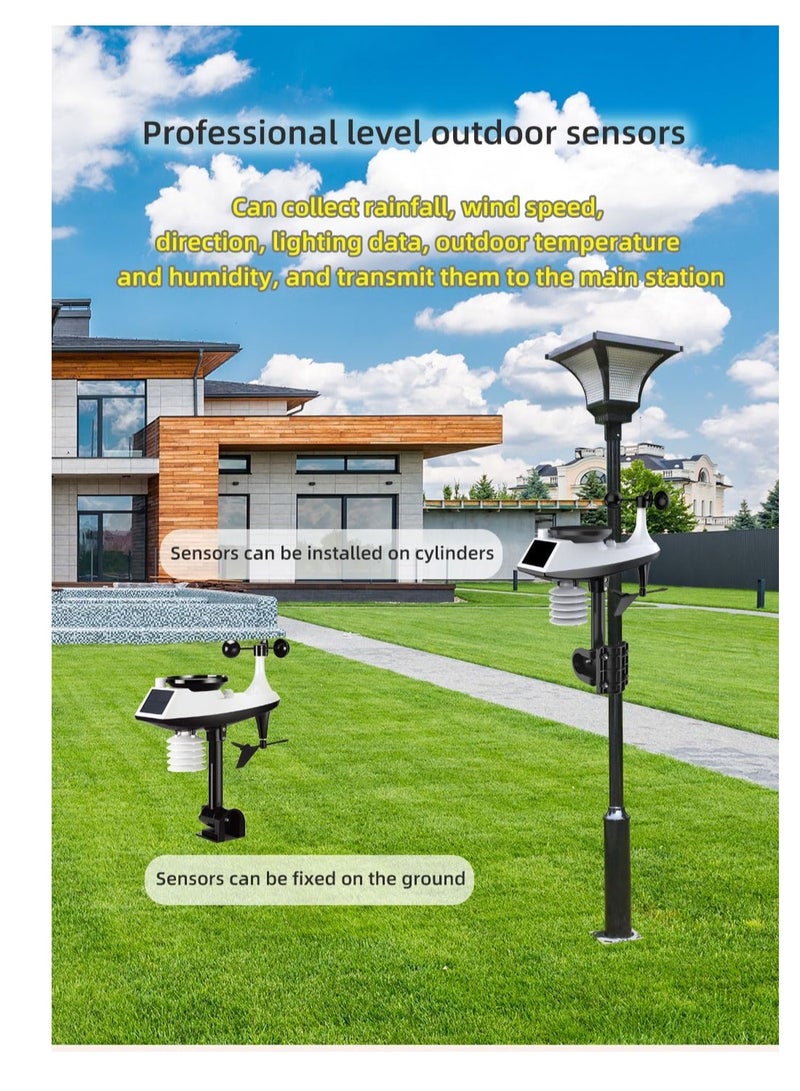 Excefore Weather Station with Sensor Indoor Outdoor Thermometer Home Weather Stations with Rainfall and Wind Speed Wind Direction Digital Color Display with Temperature Humidity Forecast Station - Image 2