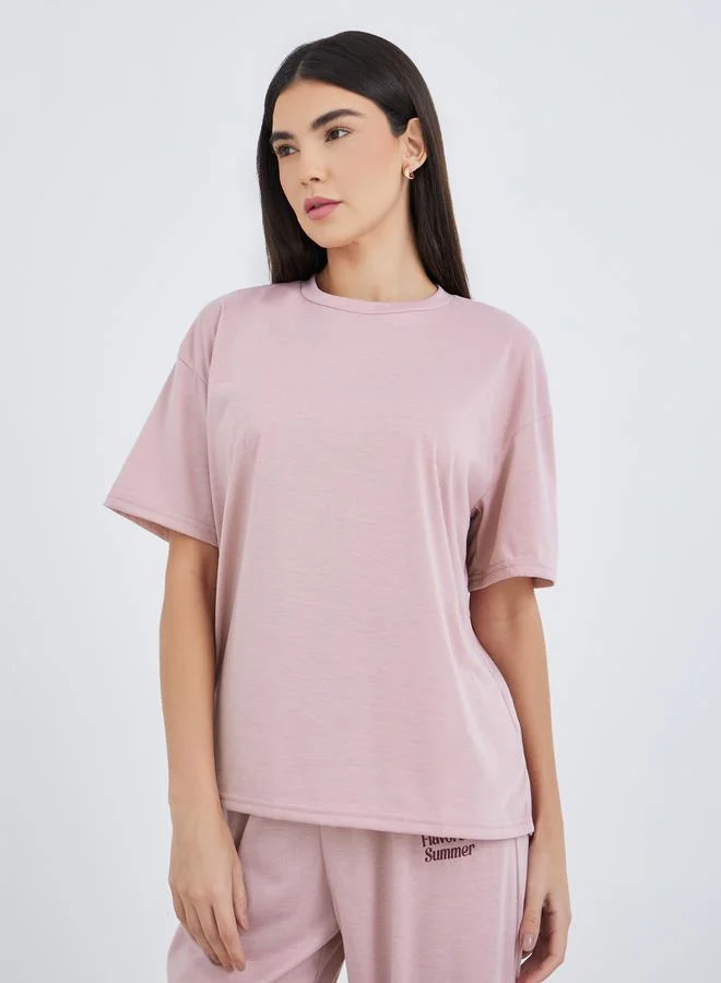 Styli Styli Graphic Print Short Sleeve T-Shirt and Pyjama Set