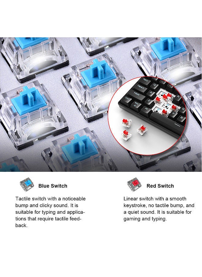 Generic - OUTEMU USB Wired 61-key Mechanical Keyboard LED Backlit Supports hot swap Blue Switch / Red Switch - Image 1