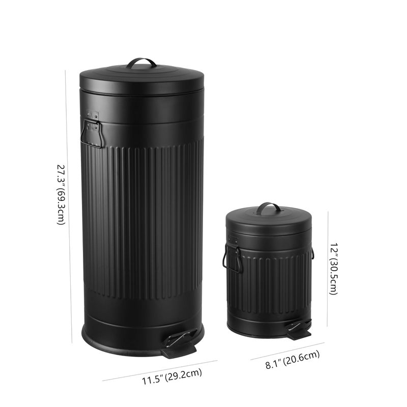 happimess HPM1018B Theo Retro 8-Gallon Step Trash Can with Soft-Close Lid and Free Mini Trash Can for Home, Kitchen, Bathroom, Living Room, Office, Charcoal Black - Image 3