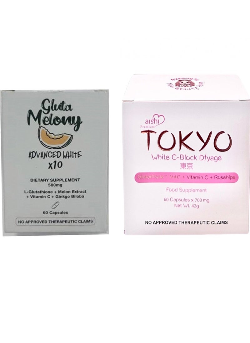 Aishi  - Aishi Premium Tokyo White C-Block Dfyage (42,000mg Japan Glutathione) and Gluta Melony Advamce White x10 - 60 Capsule - Image 1