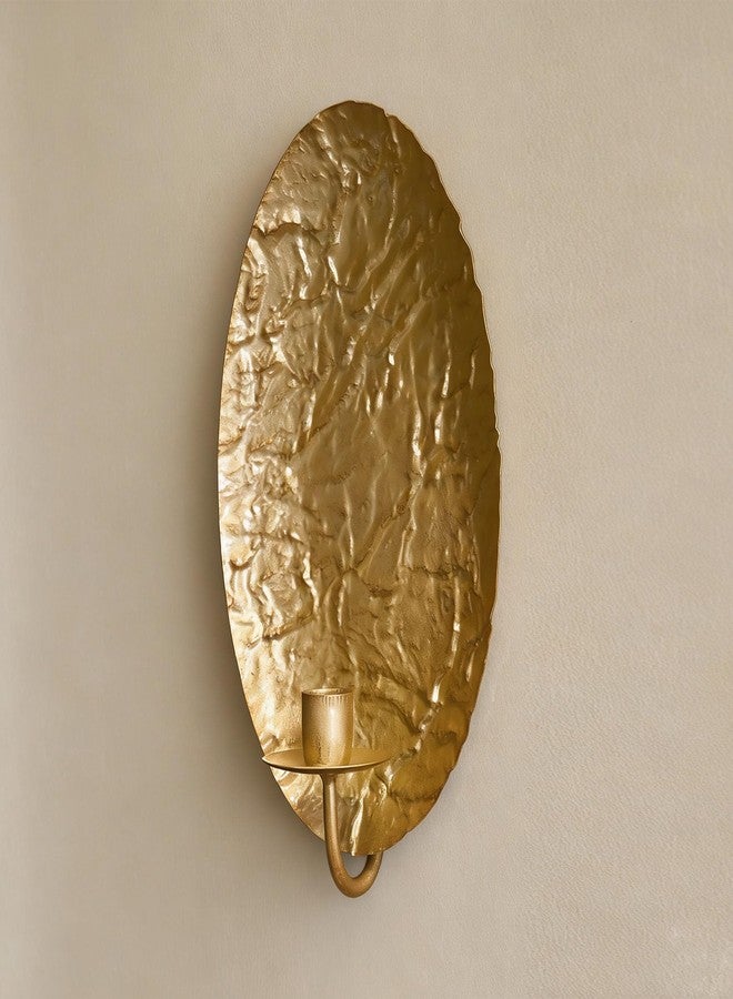 Remenna Gold Candle Holders Metal Oval Wall Candle Sconce Holder Set of 2 Modern Farmhouse Rustic Wall Sconce for Living Room, Farmhouse, Fireplace, Wedding - Image 3