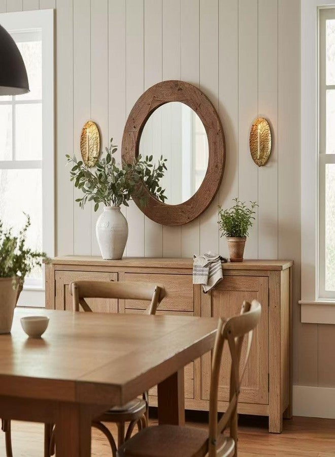 Remenna Gold Candle Holders Metal Oval Wall Candle Sconce Holder Set of 2 Modern Farmhouse Rustic Wall Sconce for Living Room, Farmhouse, Fireplace, Wedding - Image 4