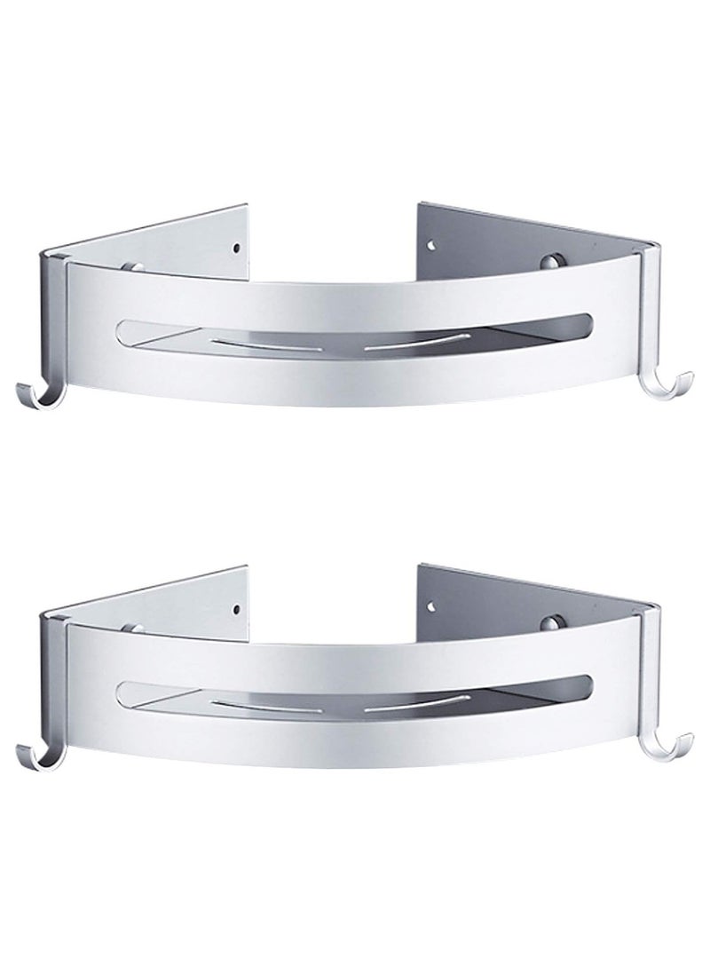 Kidepoch Corner Shower Caddy, Bathroom Shower Caddy Corner, Durable Space Aluminum Corner Shower Shelf 2 Packs for Kitchen or Toilet with 4 Hooks, Self-Adhesive with Glue or Wall Mount with Screws  - Image 1