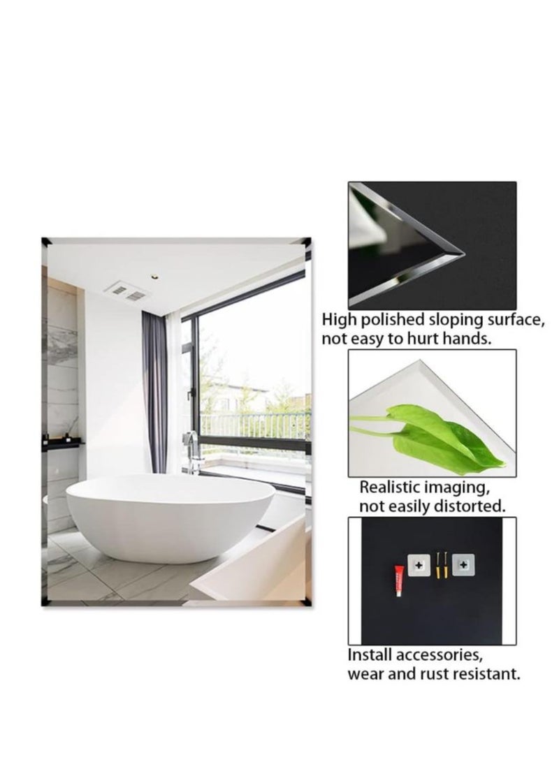 Golden Wall Mirror Full Length Mirror Self Adhesive Mirror Full Body Mirror Wall-Mounted Bathroom Mirror Modern Large Hanging Dressing Mirror for Bedroom, Living Room(50*70CM) - Image 5