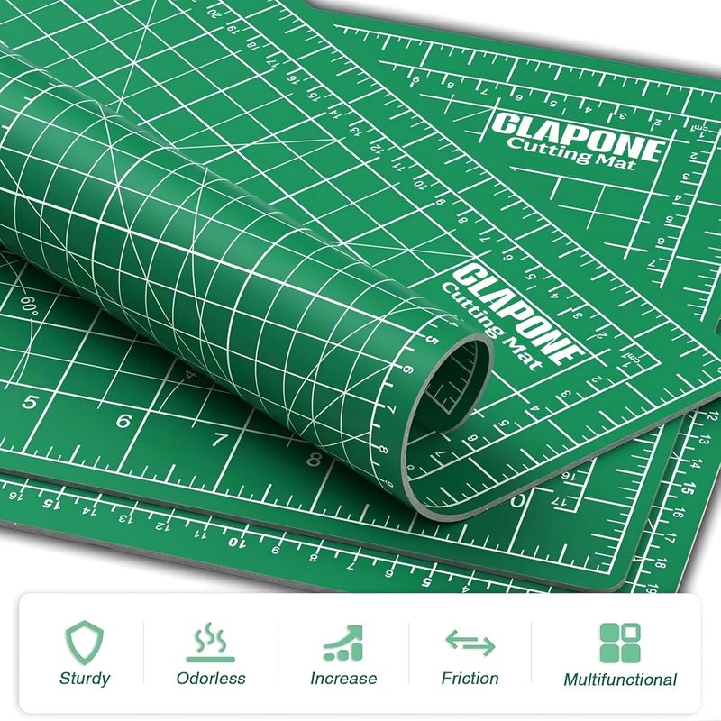 CLAPONE A3 Cutting Mat Self Healing Sewing Mat, 12inch x 18inch Rotary Cutting Mat 5-Layer Craft Board for Sewing, Quilting, and Scrapbooking Crafts Hobby Project Leather - Image 4