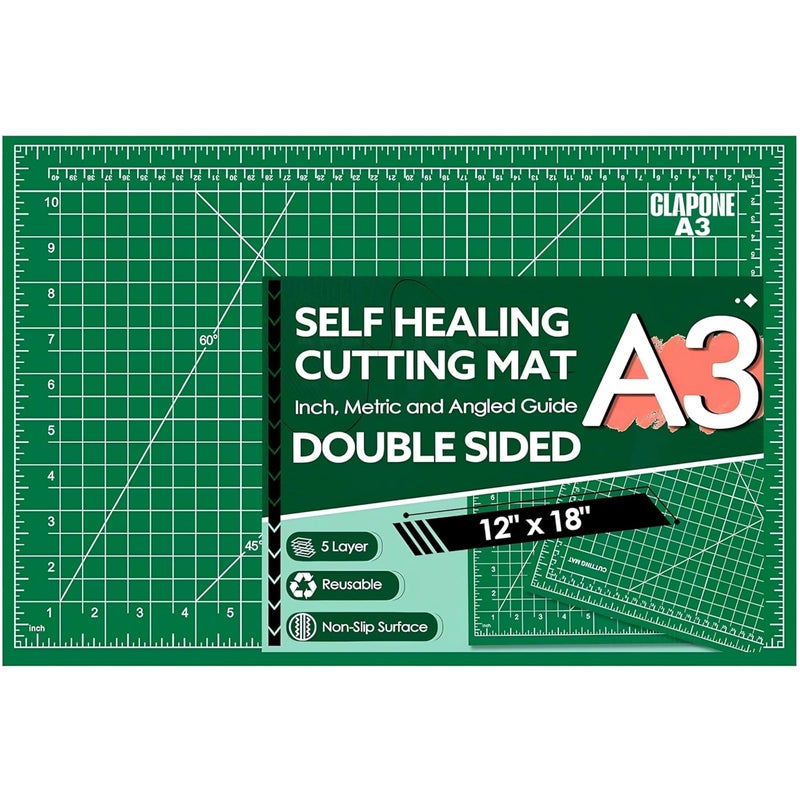 CLAPONE A3 Cutting Mat Self Healing Sewing Mat, 12inch x 18inch Rotary Cutting Mat 5-Layer Craft Board for Sewing, Quilting, and Scrapbooking Crafts Hobby Project Leather - Image 1