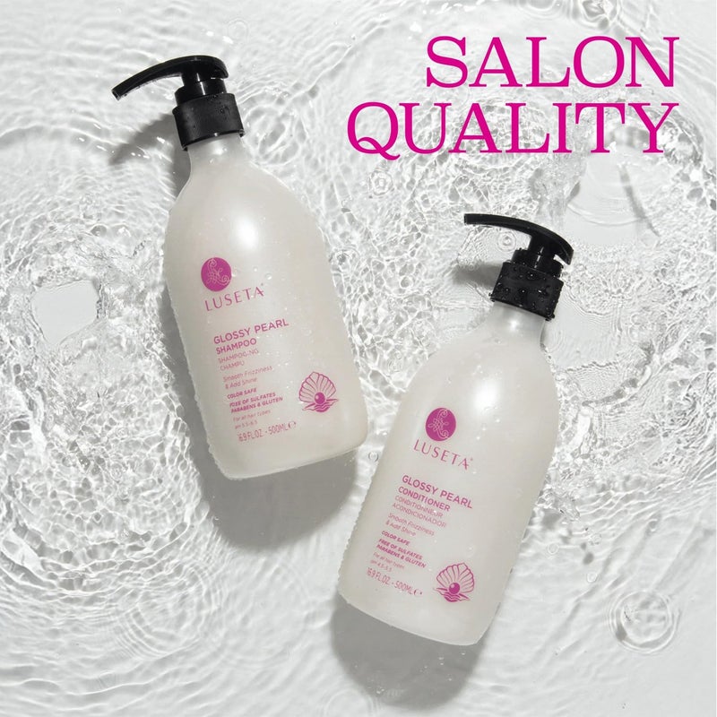 L LUSETA Luseta Glossy Pearl Shampoo and Conditioner Set Smooth & Moisturize, Fight Frizziness and Add Shine,Hydrating for Damaged Hair, Detangle,Nourish Strands,Paraben Free, Sulfate Free,16.9oz - Image 3