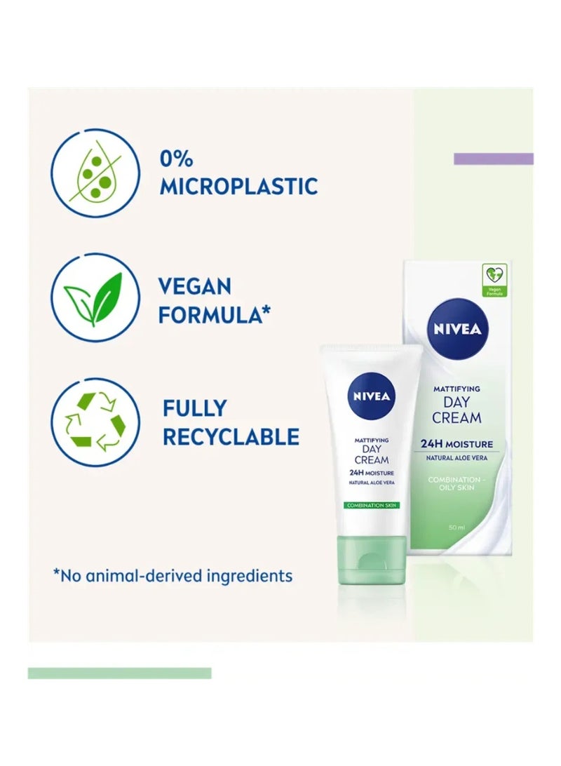 نيفيا كريم نهاري مرطب ومطفئ للمعان لمدة ٢٤ ساعة بخلاصة الصبار للبشرة المختلطة ٥٠ مل - Image 2