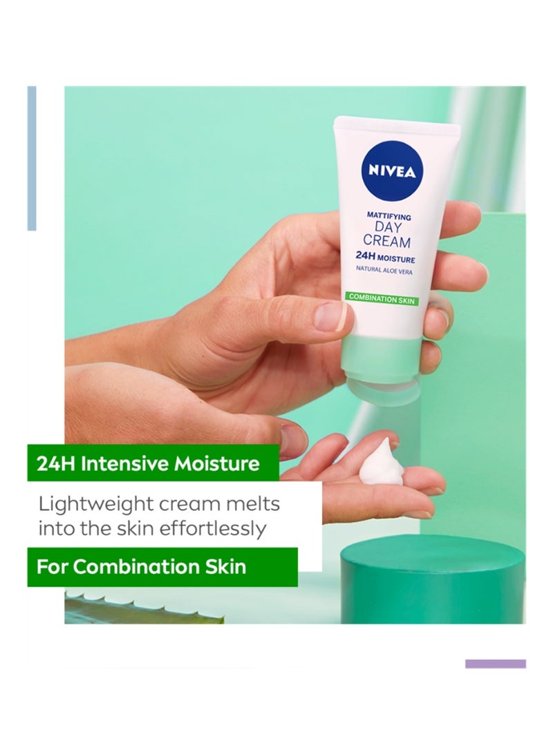 نيفيا كريم نهاري مرطب ومطفئ للمعان لمدة ٢٤ ساعة بخلاصة الصبار للبشرة المختلطة ٥٠ مل - Image 3