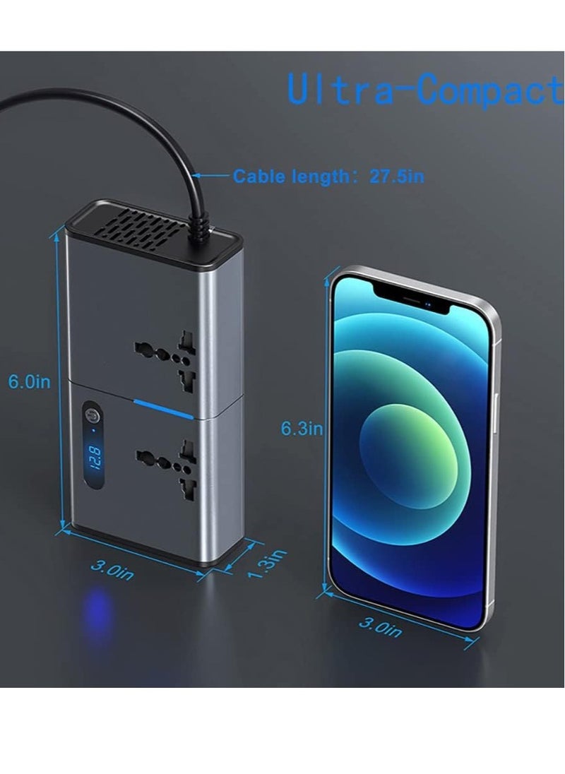 JAJEEK - "New 200W Car Power Inverter – LED Display, Multiple Ports & Switch Control" - Image 1