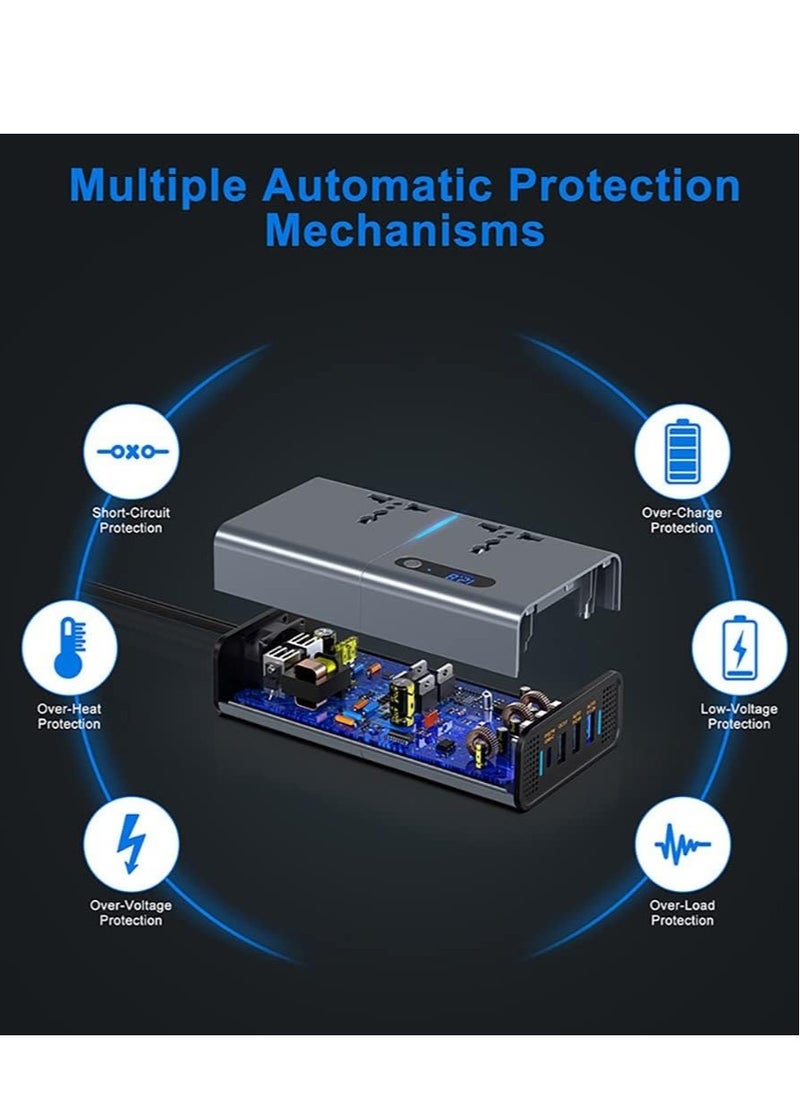 JAJEEK - "New 200W Car Power Inverter – LED Display, Multiple Ports & Switch Control" - Image 1