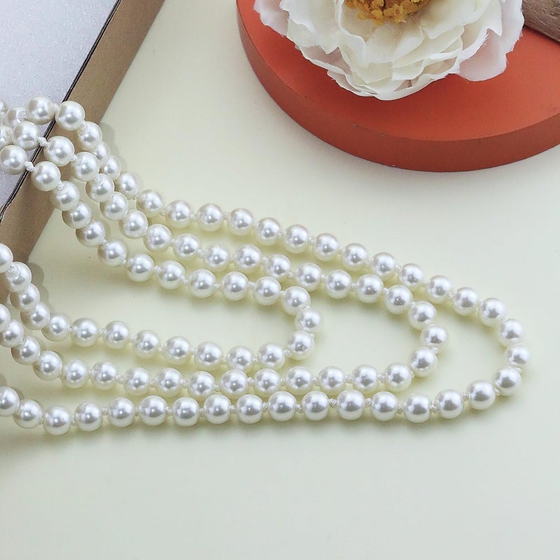 Xeyau Long Pearl Necklaces for Women 70" Pearl Necklace Chunky Bead Layered Pearl Necklace Faux Pearl Dangle Necklace Wedding Bridal 1920s Gatsby Costume Jewelry Gifts (Cream White-70â€œ) - Image 5