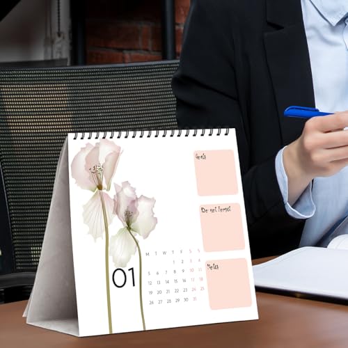 PAPER PLANE DESIGN 2026 Table Calendar – Elegant Floral Theme 8x8 Inch Desk Calendar | Spiral Stand for Home, Office & Minimal Décor - Image 3