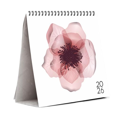 PAPER PLANE DESIGN 2026 Table Calendar – Elegant Floral Theme 8x8 Inch Desk Calendar | Spiral Stand for Home, Office & Minimal Décor - Image 1