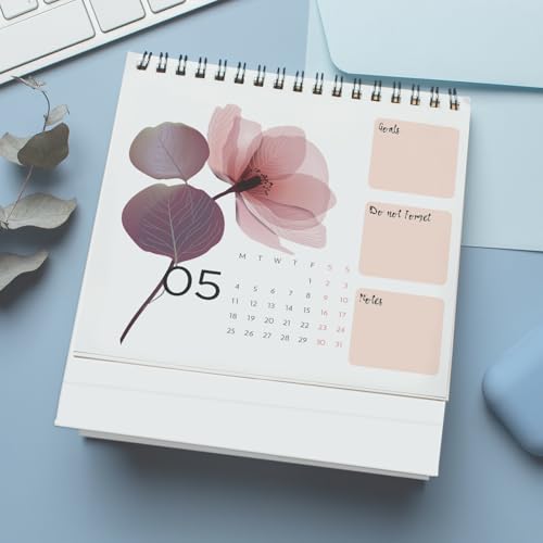 PAPER PLANE DESIGN 2026 Table Calendar – Elegant Floral Theme 8x8 Inch Desk Calendar | Spiral Stand for Home, Office & Minimal Décor - Image 2