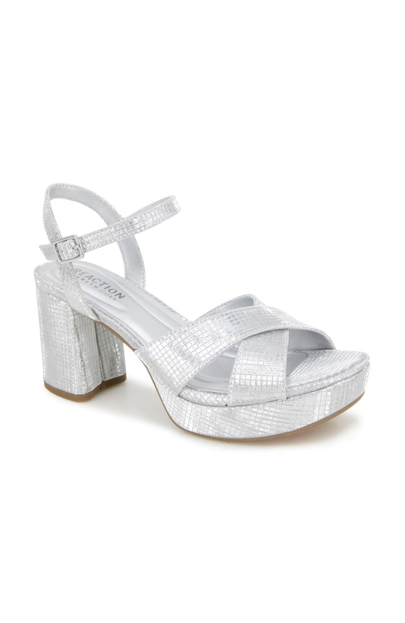 Reaction by Kenneth Cole REEVA PLATFORM SILVER GRID METALLIC 8