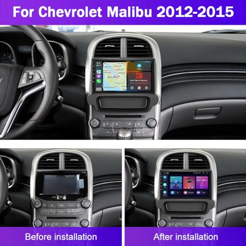 Ftoghe 9 inch Car Stereo Radio for Chevrolet Chevy Malibu 2011 2012 2013 2014 2015, Andorid 13 Touchscreen Car Radio Stereo with Carplay Android Auto, Support GPS Navi Bluetooth SWC FM DSP Backup Camera Mic - Image 2