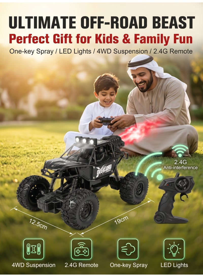 RC Truck, 1:18 Remote Control Car with Spray & Light, 4WD All Terrain Off-Road Monster Truck Toys, 2.4 GHz RC Cars for Kids Age 6 7 8 9 10 11 12, Gift for Boys Girls - Image 5