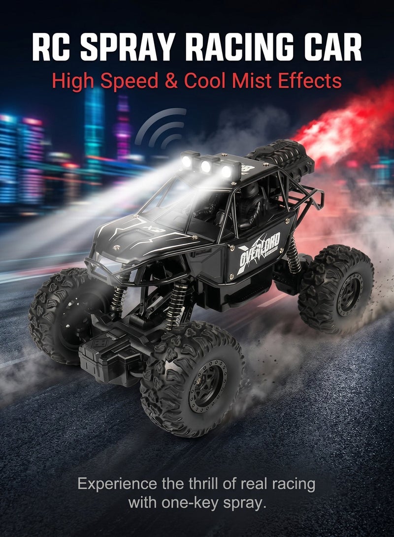 RC Truck, 1:18 Remote Control Car with Spray & Light, 4WD All Terrain Off-Road Monster Truck Toys, 2.4 GHz RC Cars for Kids Age 6 7 8 9 10 11 12, Gift for Boys Girls - Image 1