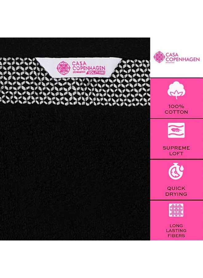 CASA COPENHAGEN Solitaire Designed in Denmark 600 GSM Hotel & Spa Decorative Kitchen & Bathroom Egyptian Cotton 6 Piece Towel Set, Includes 2 Bath Towels 2 Hand Towels 2 Washcloths – Jet Black  - Image 5
