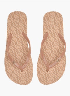 Celeste Womens All-Over Monogram Print Flip Flops  - Image 2