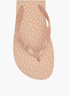 Celeste Womens All-Over Monogram Print Flip Flops  - Image 3