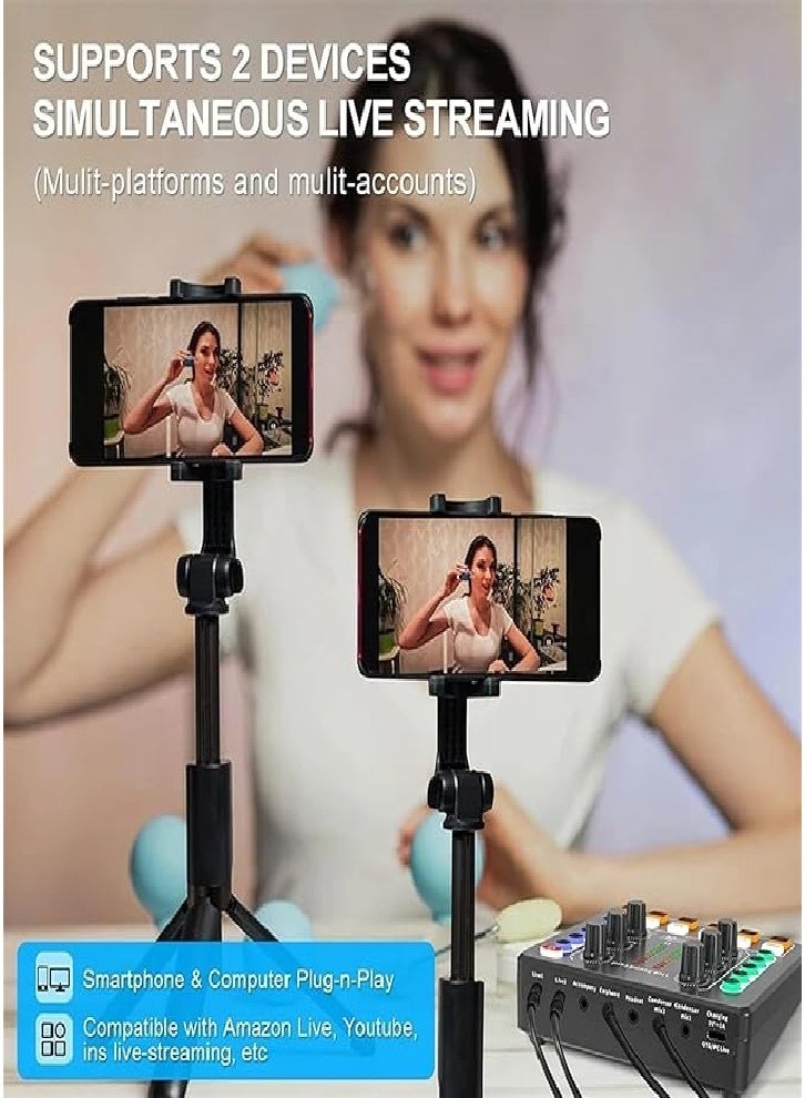 Live Sound Card, Portable DJ, Controller Audio Processor with Mixer, Effects, Voice Changer, Great for Live Streaming/Podcasting/Gaming (Black) - Image 5