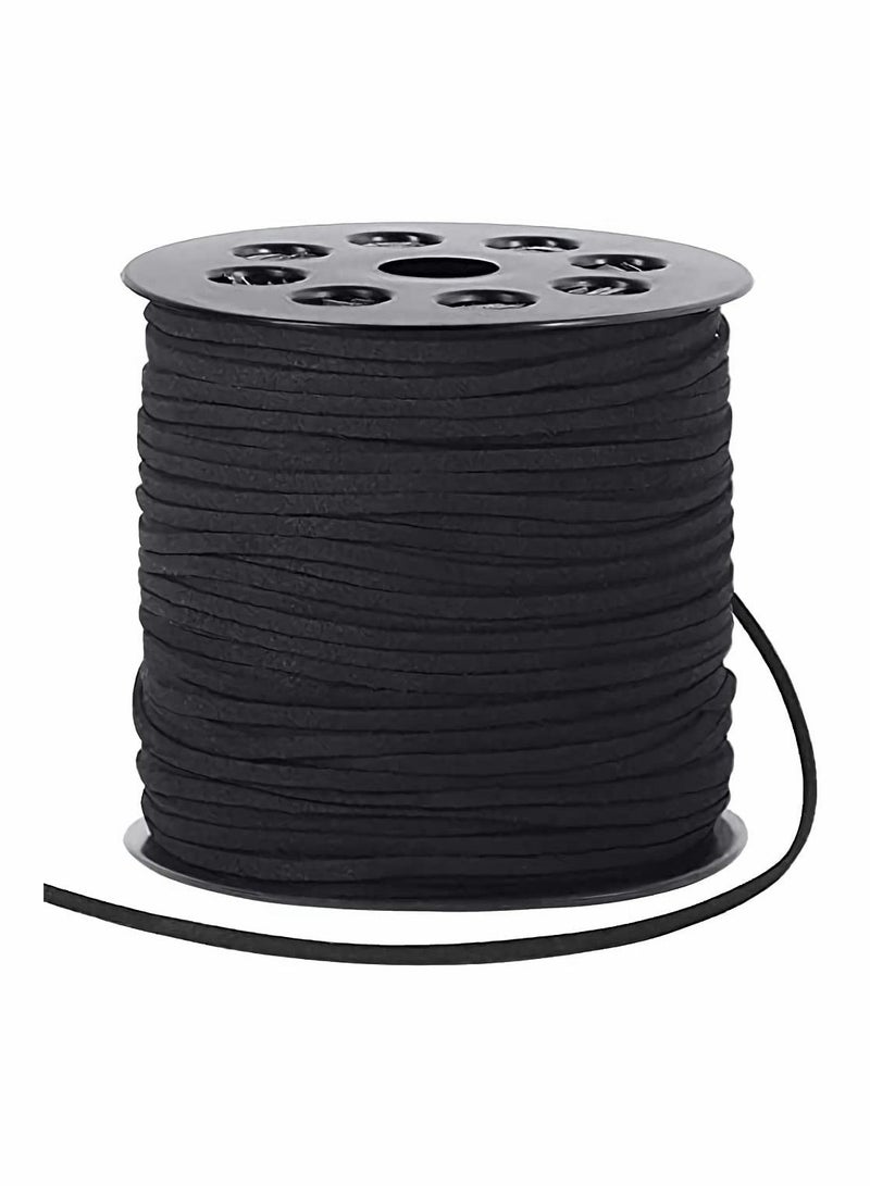 KASTWAVE 2.6mm Suede Cord, 100 Yards Flat Faux Leather Cord for Necklaces, Bracelets, Jewelry Making, Beading and DIY Crafts (Black) - Image 1
