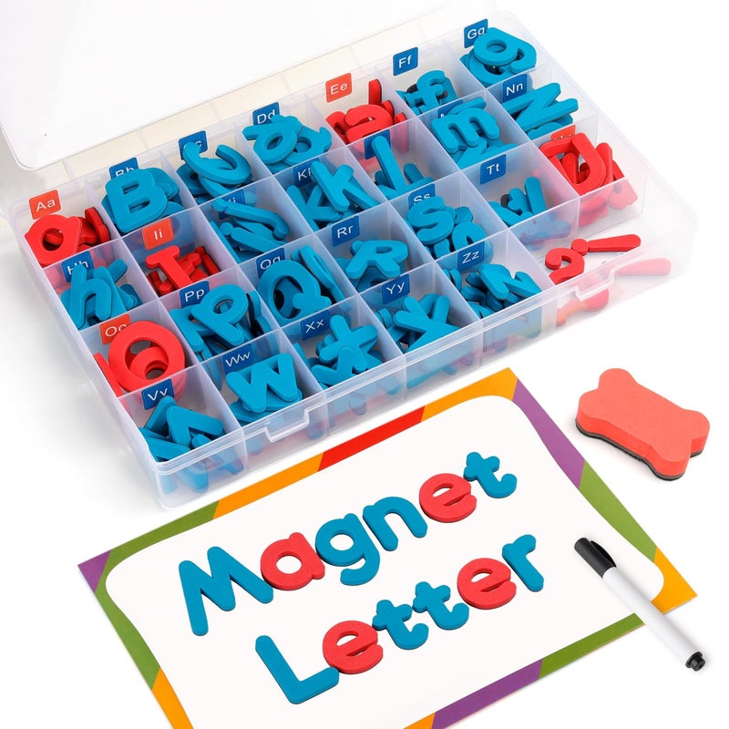 Coogam Magnetic Letters 251 Pcs with Magnetic Board and Storage Box - Uppercase Lowercase Foam Alphabet ABC Magnets for Fridge Refrigerator - Educational Toy Set for Classroom Kids Learning Spelling - Image 1