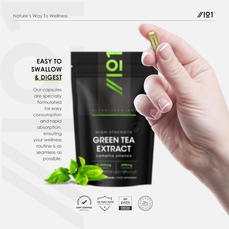 ALPHA01 Green Tea Extract 15,000mg - 95% Polyphenols (490mg per Capsule) - 90 Vegan Capsules (3 Months Supply) - Resealable and Recyclable Pouch - by Alpha01 - Image 5