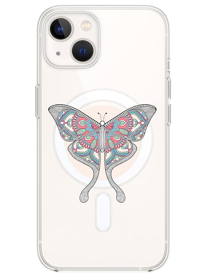 Theodor Magnetic Case for iPhone 14 6.1-inch Compatible with MagSafe Wireless Charging, Shockproof Phone Bumper Cover Buterfly - Image 1