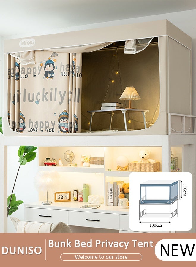 DUNISO Bed Tent Twin,Bed Tent Bunk Twin Size,Privacy Tent for Bunk Bed with Stainless Steel Canopy Frame,90% Blackout Private Space Bed Drapes Dustproof Blackout Bed Canopy Bedding Curtain - Image 1