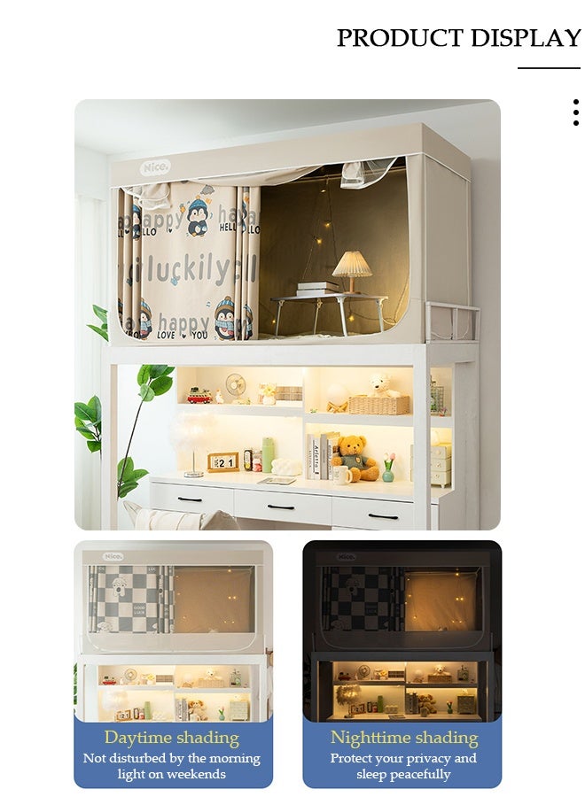 DUNISO Bed Tent Twin,Bed Tent Bunk Twin Size,Privacy Tent for Bunk Bed with Stainless Steel Canopy Frame,90% Blackout Private Space Bed Drapes Dustproof Blackout Bed Canopy Bedding Curtain - Image 4