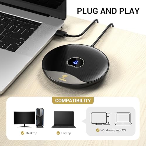 TONOR USB Conference Microphone, 360 Omnidirectional PC Computer Condenser Mic with Mute Button for Online Meeting/Class, Zoom Call, Skype Chatting, Plug & Play (TM20,Red) - Image 3