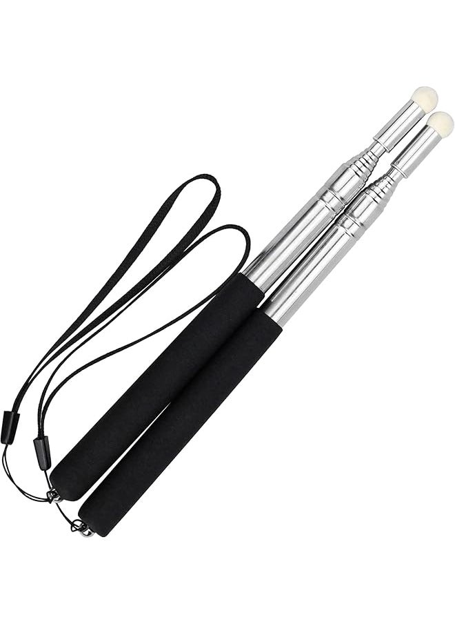 erorex - Pointer Sticks 2 Pieces Extendable Pointing Stick For Teachers 1M Retractable Telescope Pointer With Lanyard For Coach Classroom Whiteboard Post Pointer Black - Image 1