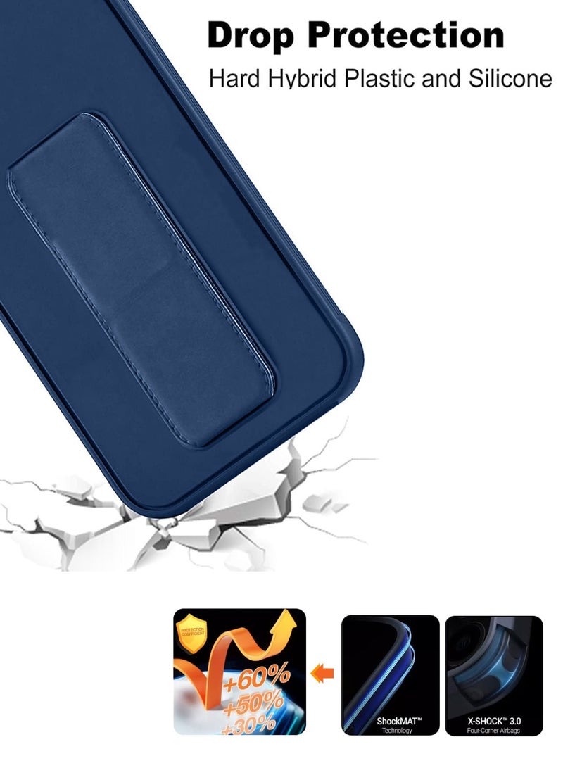 Techie Premium Silicone Magnetic Secure Hand Grip Case Holder with Foldable Kickstand for Xiaomi Redmi 13C 4G – Navy Blue - Image 4