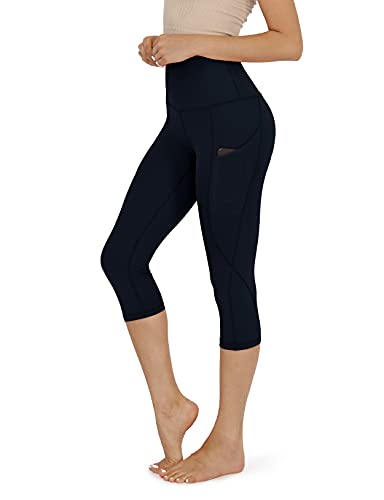 ODODOS Women's High Waisted Yoga Capris with Pockets,Tummy Control Non See Through Workout Sports Running Capri Leggings, Deep Navy,X-Large - Image 1