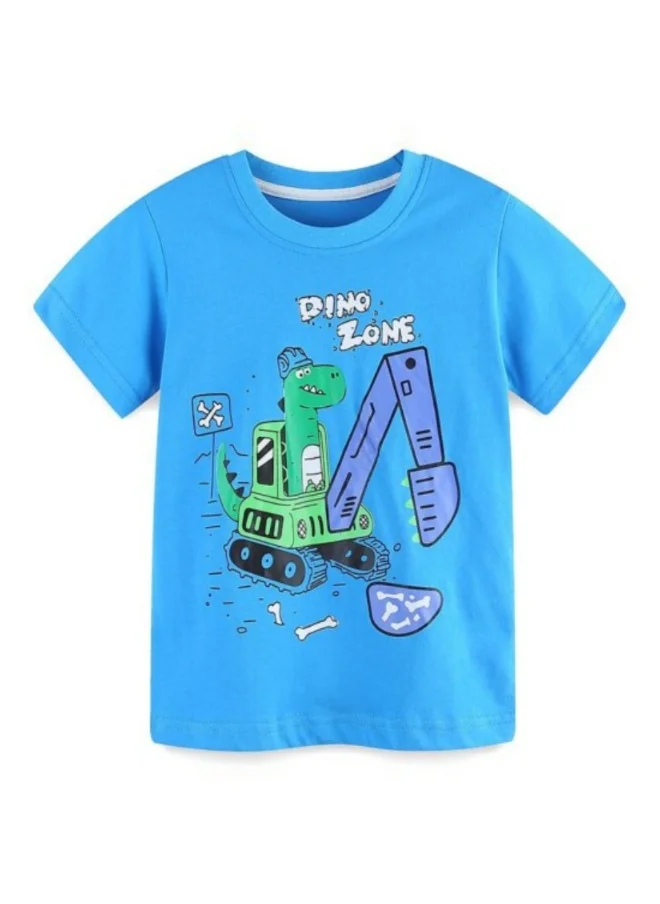 YUNIQEE Blue Graphic Printed Round Neck T-shirt