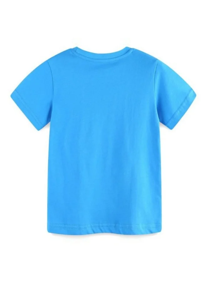 YUNIQEE Blue Graphic Printed Round Neck T-shirt