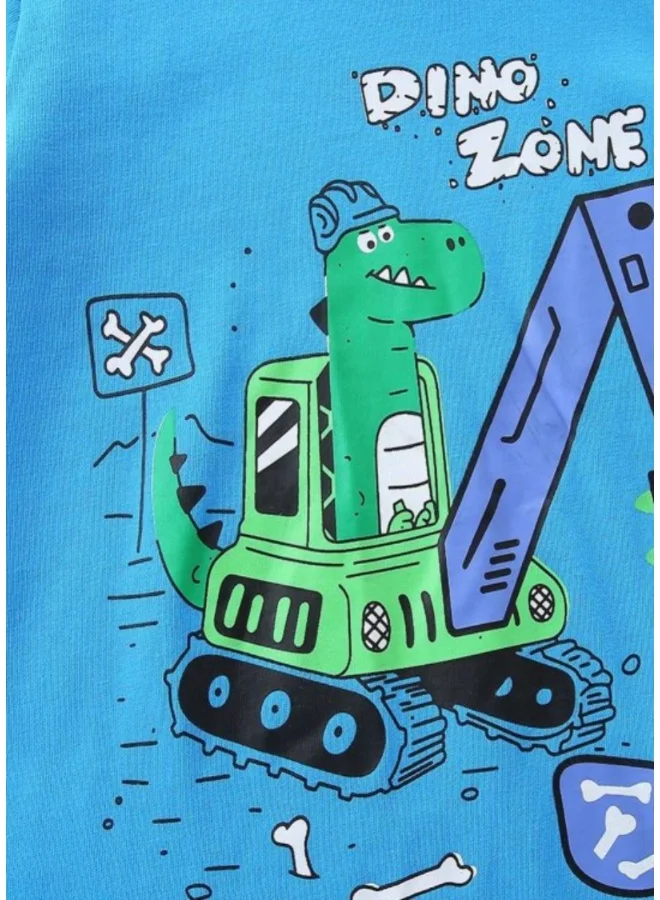 YUNIQEE Blue Graphic Printed Round Neck T-shirt