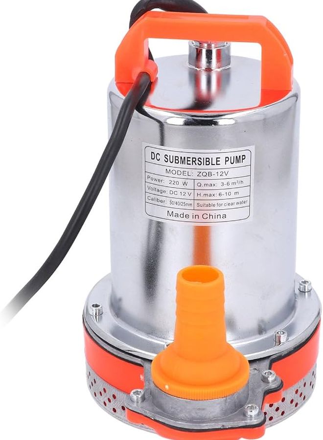 مضخة مياه غاطسة بقدرة 220 واط بجهد 12 فولت تيار مستمر، مصنوعة من الفولاذ المقاوم للصدأ، ذات رفع عالي وقوية التحمل للبرك وحمامات السباحة وتربية الأحياء المائية - Image 5