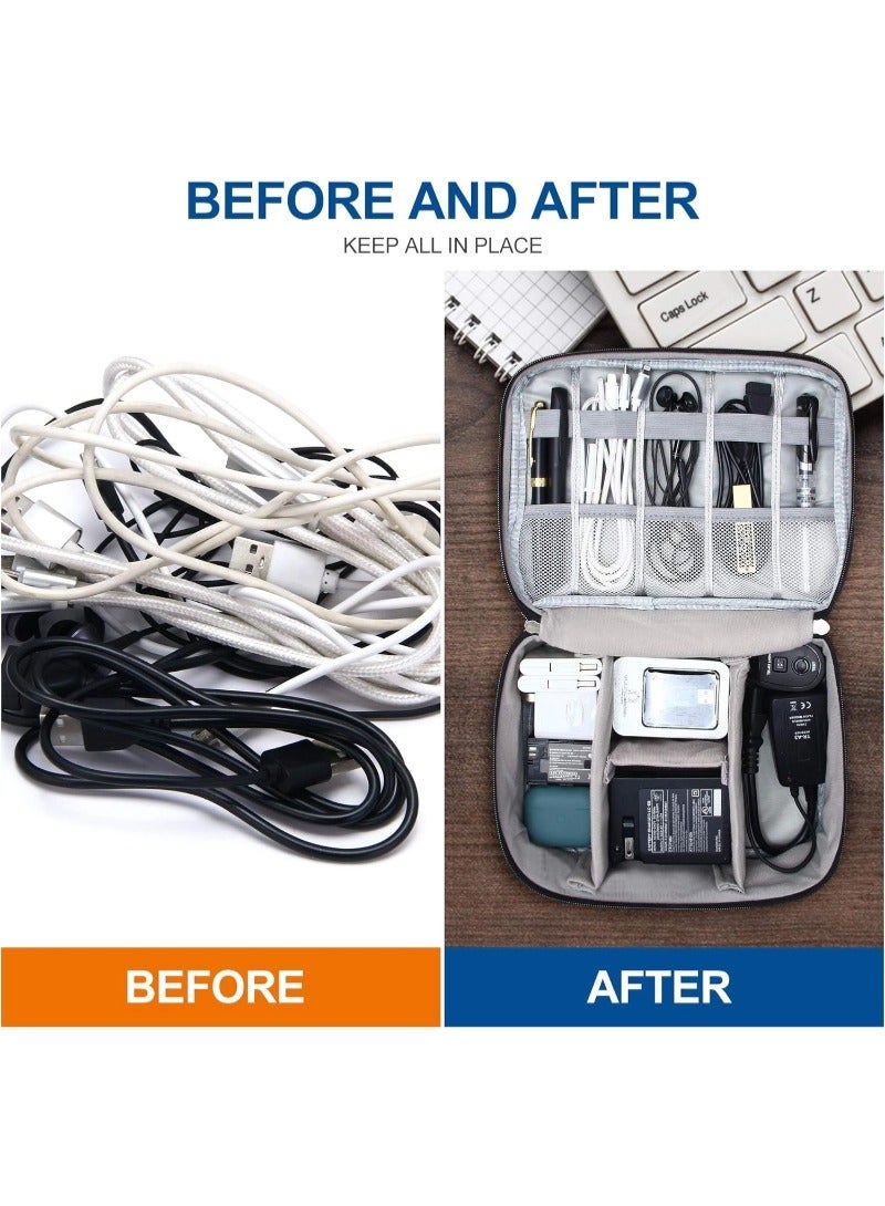 Electronics Organizer Travel Cable Organizer Bag for Electronics Accessories, Portable Tech Carring Large Storage Case for Charger, Cord, Power Bank, Hardware  - Image 2