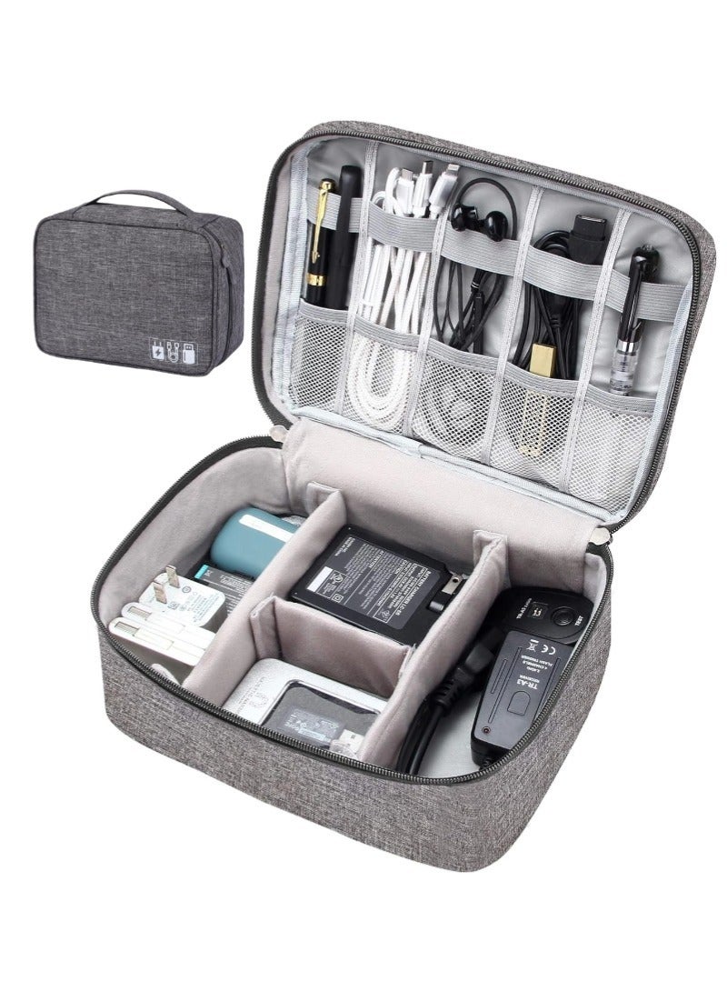 Electronics Organizer Travel Cable Organizer Bag for Electronics Accessories, Portable Tech Carring Large Storage Case for Charger, Cord, Power Bank, Hardware  - Image 1