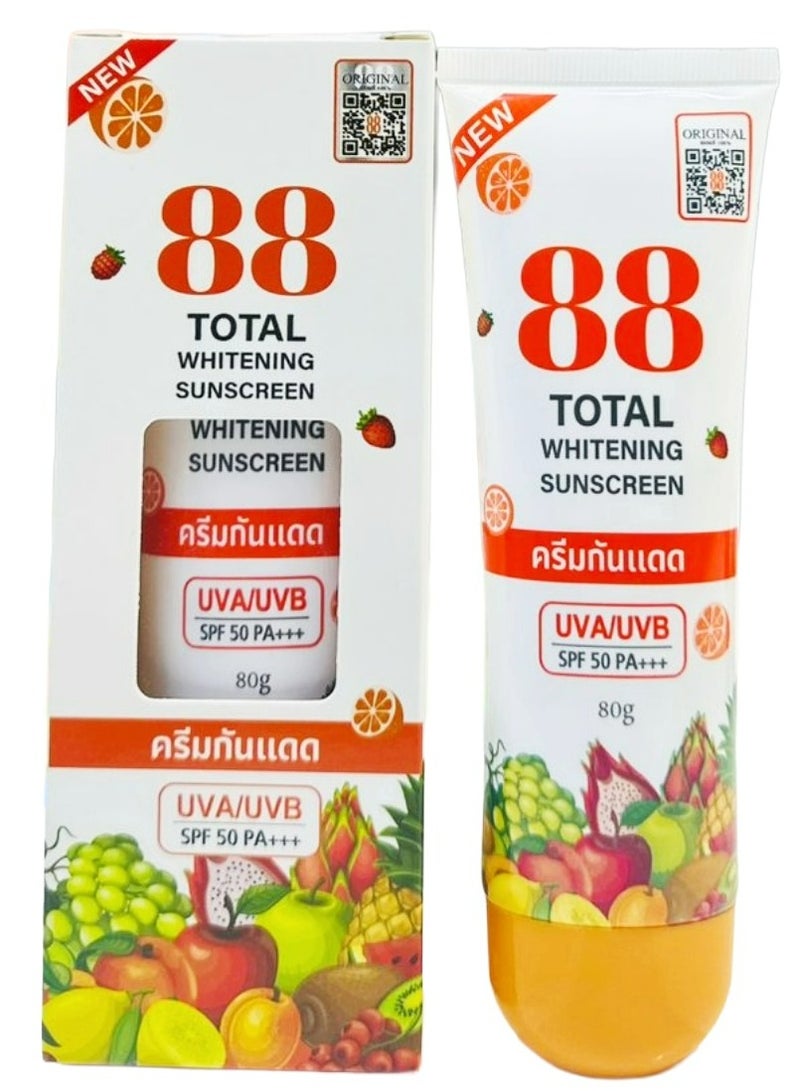 88 Total Whitening Sunscreen SPF50 PA+++ – 80g | Advanced Sun Protection & Skin Brightening Formula | Lightweight, Non-Greasy Daily UV Defense - Image 1