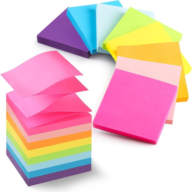 OZORI 656 pcs Sticky Notes, Super Sticky Notes 3 * 3inch,Book Tabs, Bright Colors Self-Stick Pads, 2x the Sticking Power, Easy to Post for Home, School Supplies and Office Products(8 Color) - Image 1