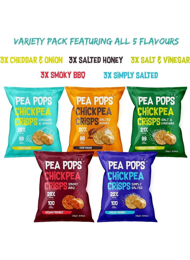 Pea Pops Healthy Protein Chips 23 g- Delicious Chikpea Crisps Less Fat, Low Calorie, Gluten Free, Vegan Protein Snacks, Popped (Not Fried) (Pack of 5 23g, Variety Pack) - Image 2