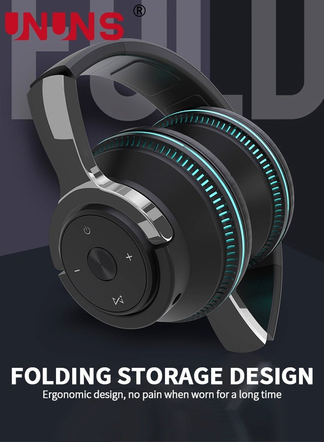 UNUNS Bluetooth Headphones Over Ear,Foldable Wireless With 6 EQ Modes,HiFi Stereo Headset Built-in Mic,Soft Ear Pads,TF, Volume Control, FM For Phone PC Home Office - Image 5